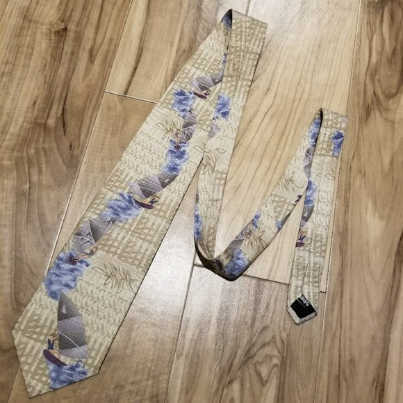 Vintage Tropicals by Tango Mens 100% Silk Tie Nautical Windsurfing Island Resort - Picture 3 of 7